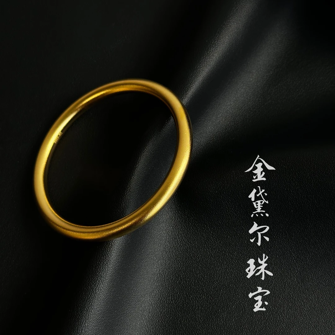 足银手镯 【卡6古法素圈手镯】古法磨砂传承时尚百搭经典素圈手镯
