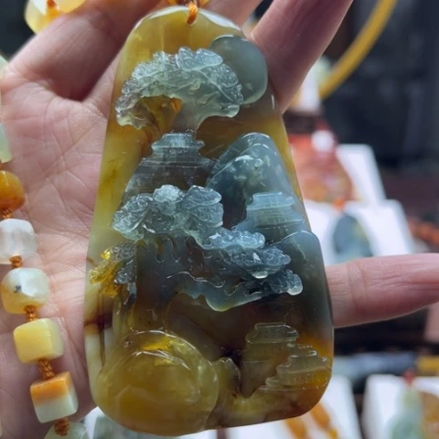 岫玉挂件未镶嵌我**我挂件