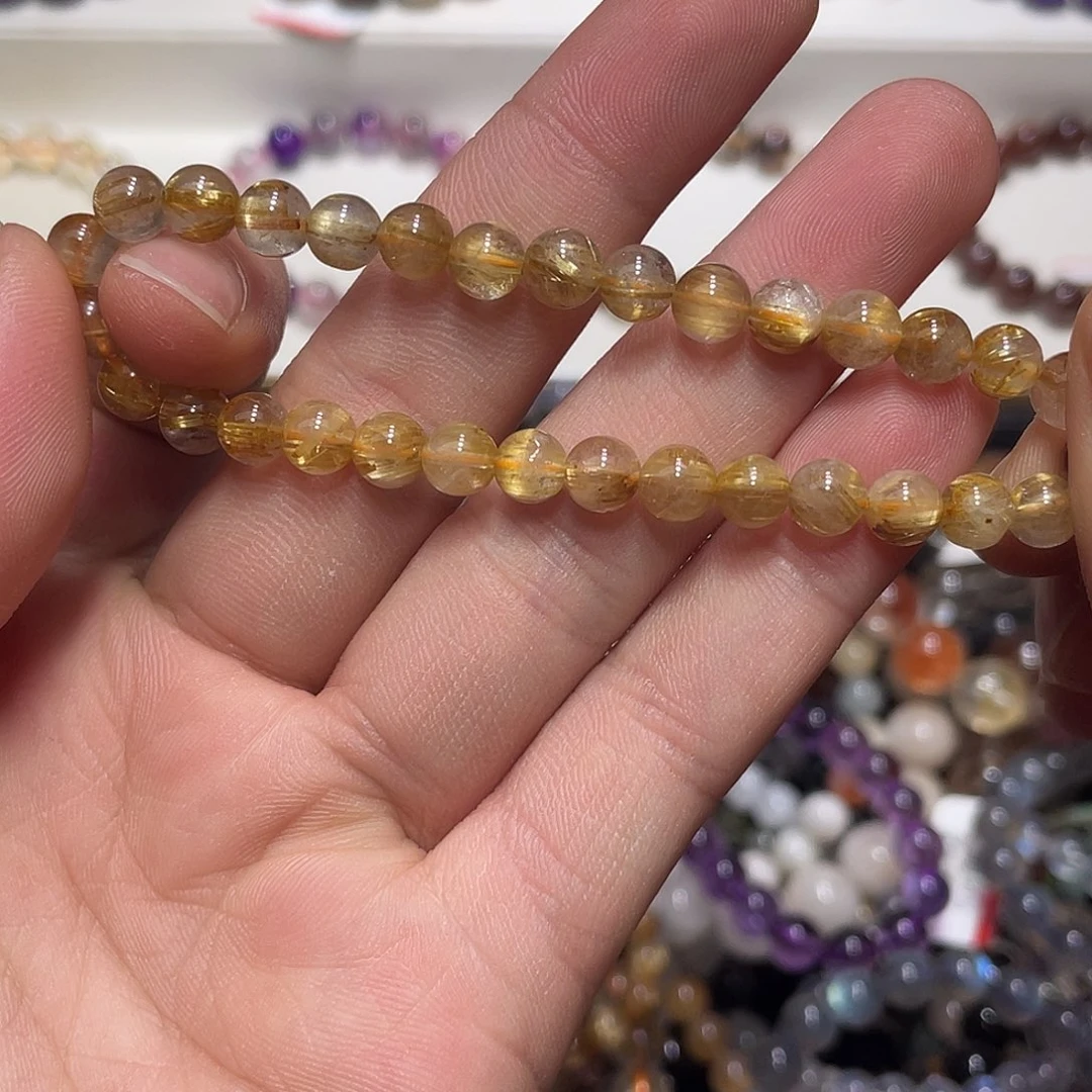 水晶手链未镶嵌板钛金发晶6.3