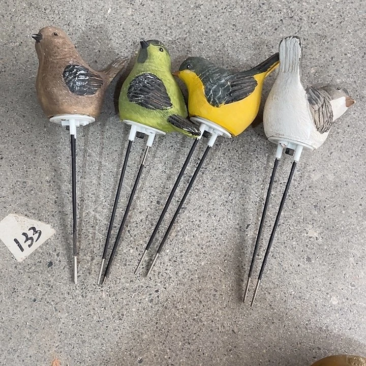 树脂小鸟花插四个 不发声