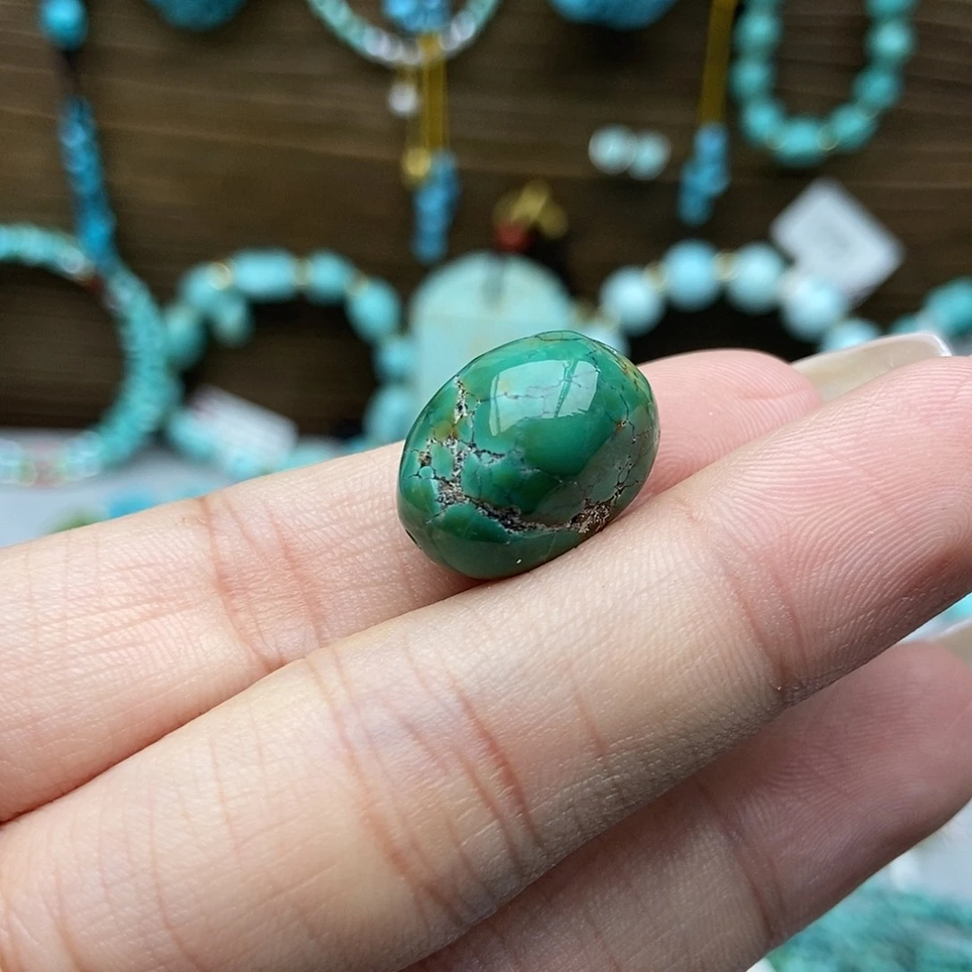绿松石未镶嵌菜籽绿糖豆