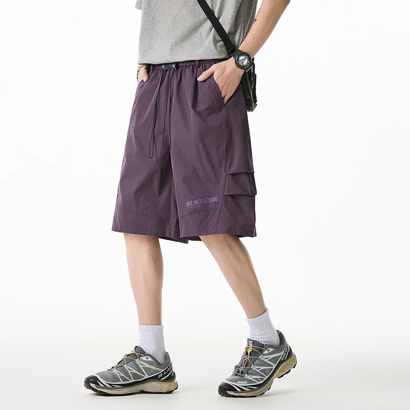 稻草人夏季凉裤男休闲速干短裤青少年大码潮流百搭宽松机能风五分