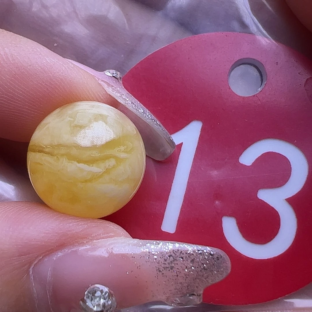 未镶嵌蜜蜡裸石微花粉13mm圆珠