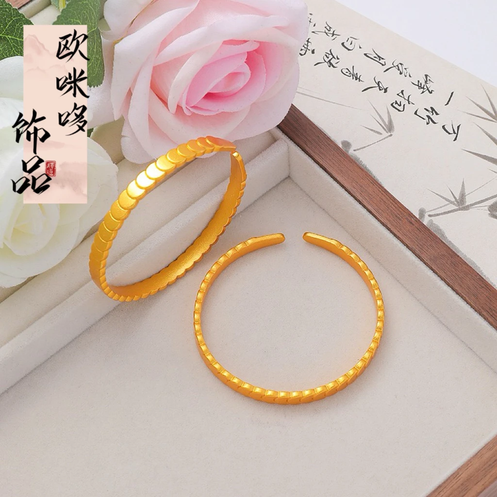铜合金手镯 爆闪蜂巢高级感小众设计水波纹高保色简约轻奢手环