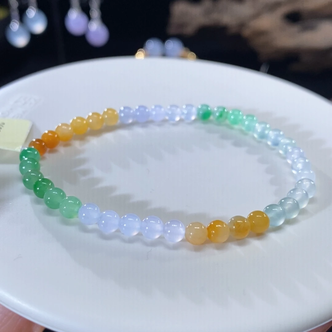 翡翠未镶嵌颈饰翡翠渐变色小米珠手串
