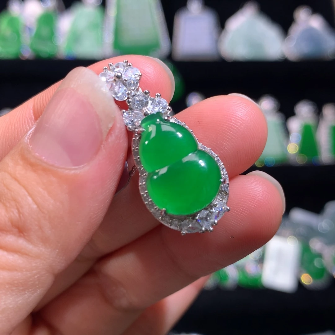 【闪购商品】翡翠银S925镶嵌颈饰天然翡翠