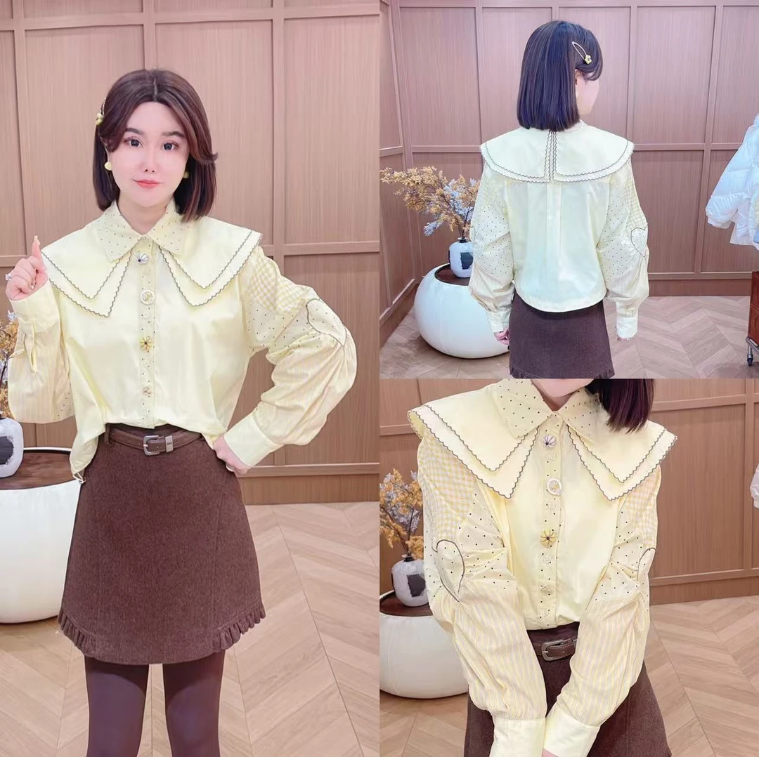 闺蜜精品111314【初芽】 双层娃娃领衬衫