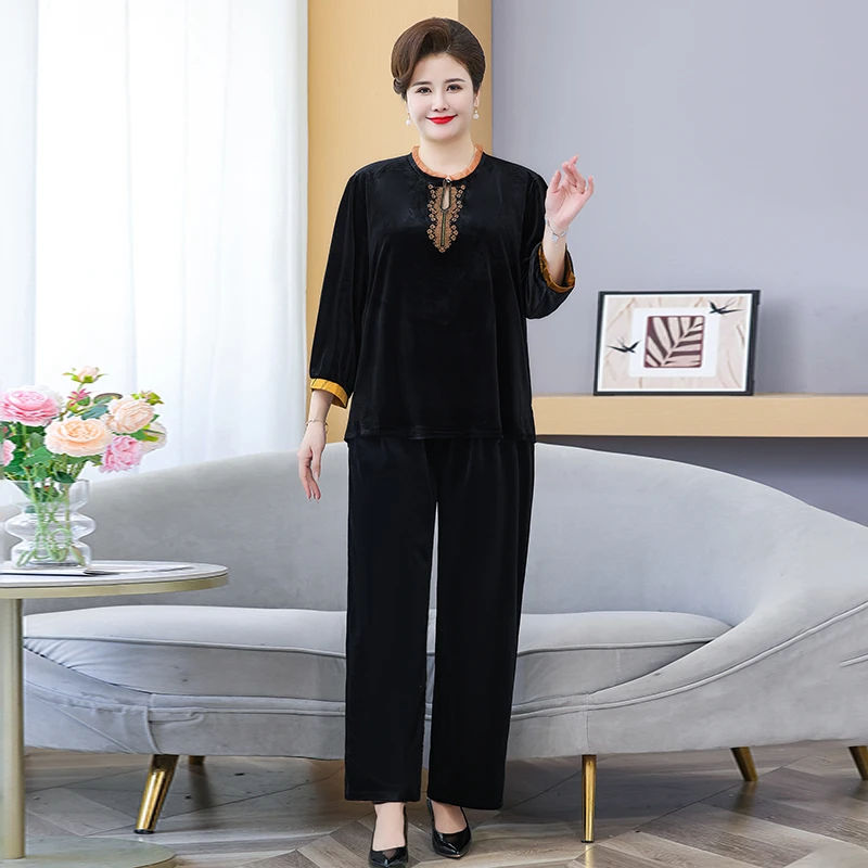 220斤特大码妈妈装春秋款加肥加大休闲套装中老年休闲女装两件套