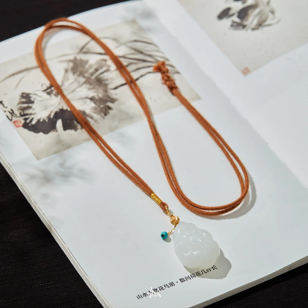 L【念卿】·似梓珠宝·18K白玉凤九编绳吊坠 XYGD405022-E