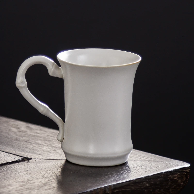 原矿老岩泥节节高升白志野竹节杯主人杯品茗陶瓷中式功夫茶杯260