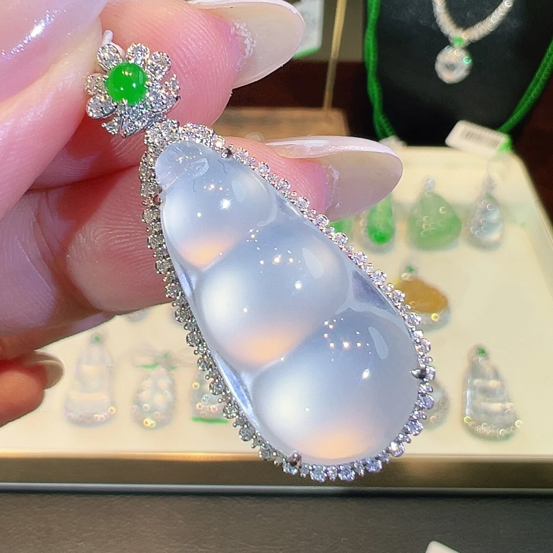 翡翠18K金镶嵌吊坠(不含链)翡翠