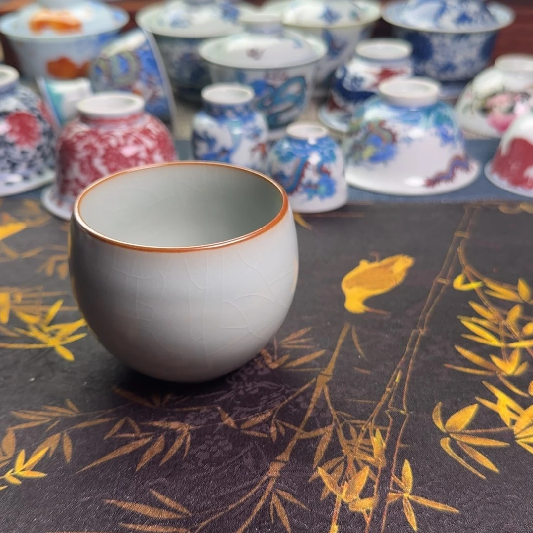 瓷片l****隊汝窑开片主人杯一个款式随机发