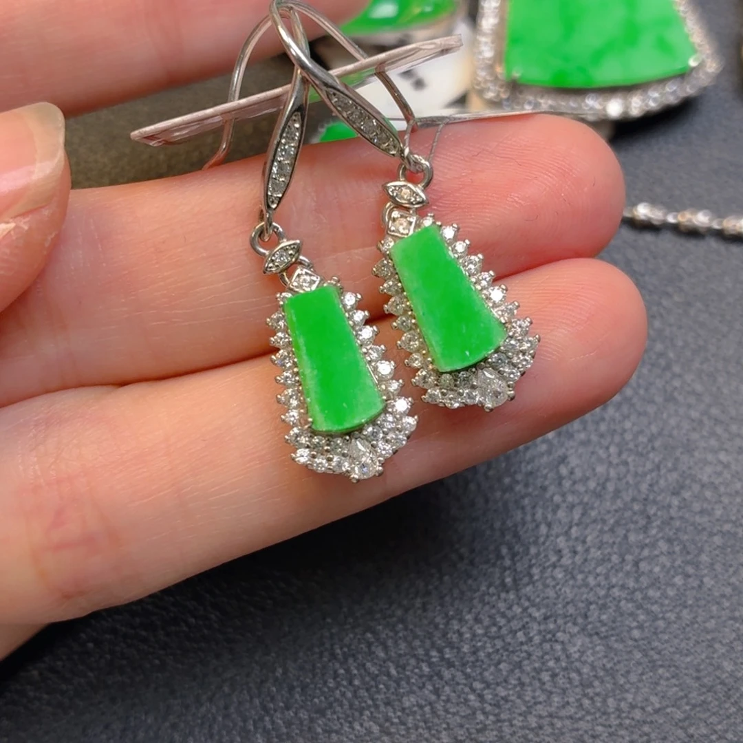 翡翠银S925镶嵌吊坠(不含链)耳坠