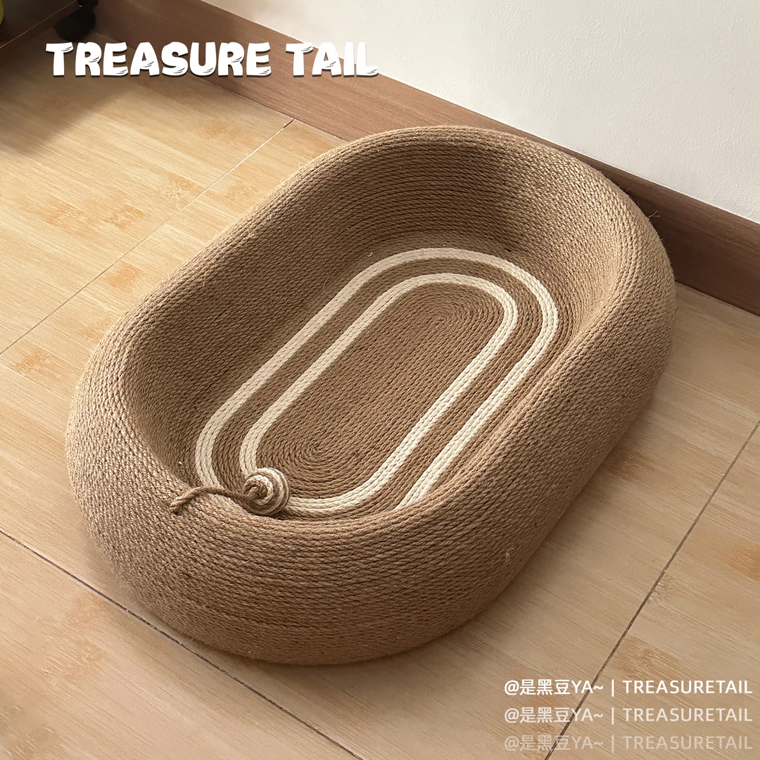 Treasure Tail 猫耳椭圆编织麻垫深凹猫抓板耐抓不掉屑大直径猫窝