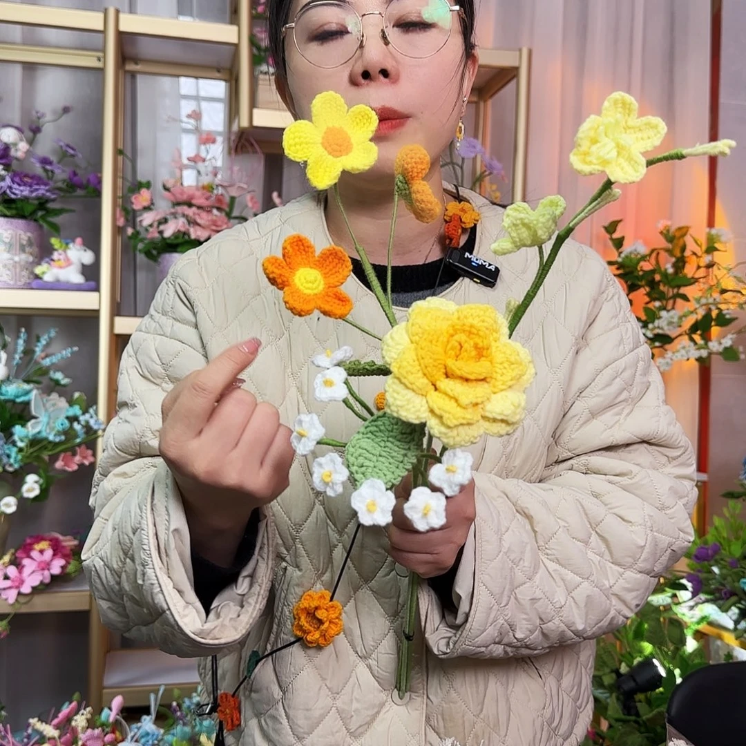 纯手工钩织钩织花束