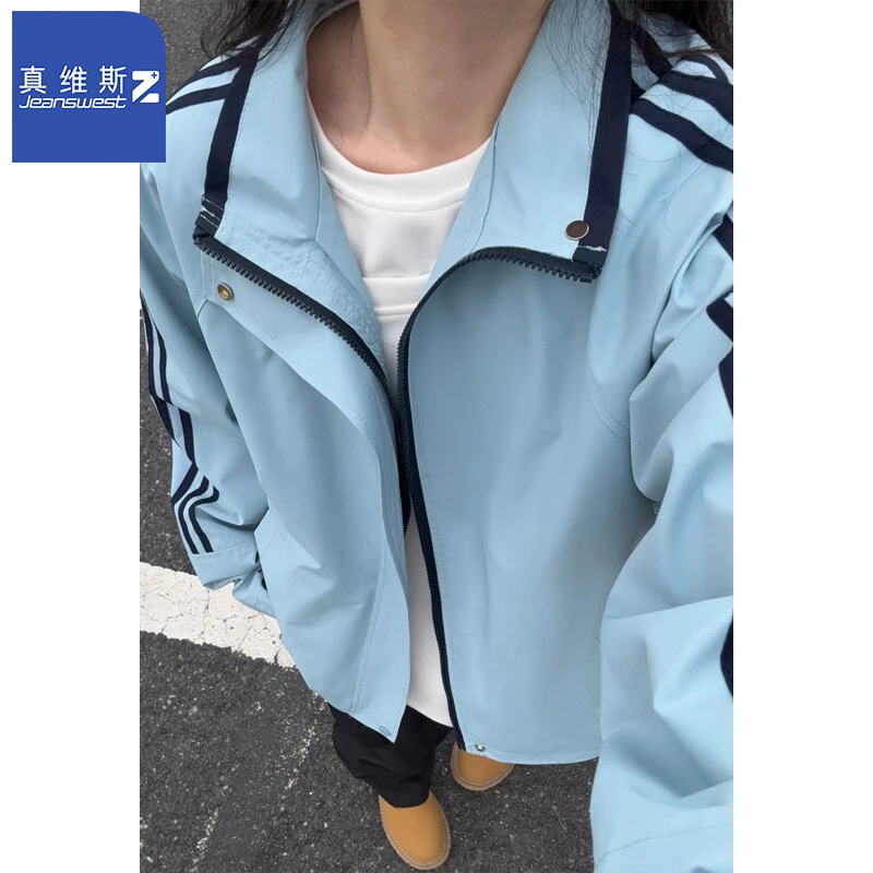 真维斯Z+港风ins时尚休闲夹克春季款潮流宽松百搭高街立领外套男