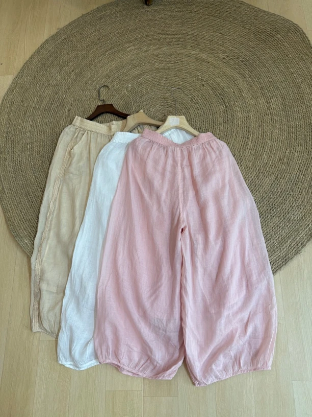 春季萝卜裤苎麻裤休闲裤休闲风薄款夏季防蚊裤纯色