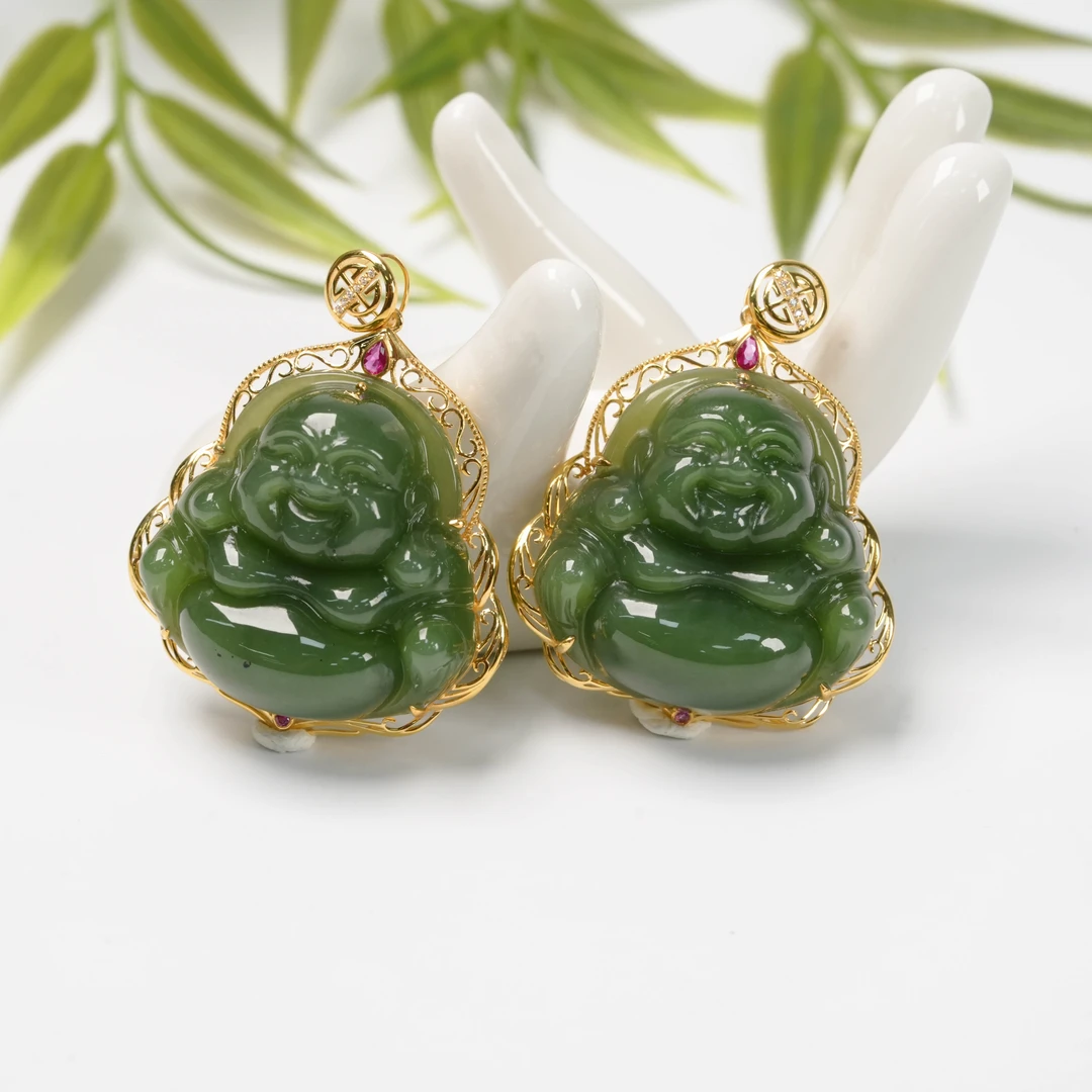 【星浩珠宝】18k金和田玉吊坠31-10T02H596【多样性发一件】29*29mm