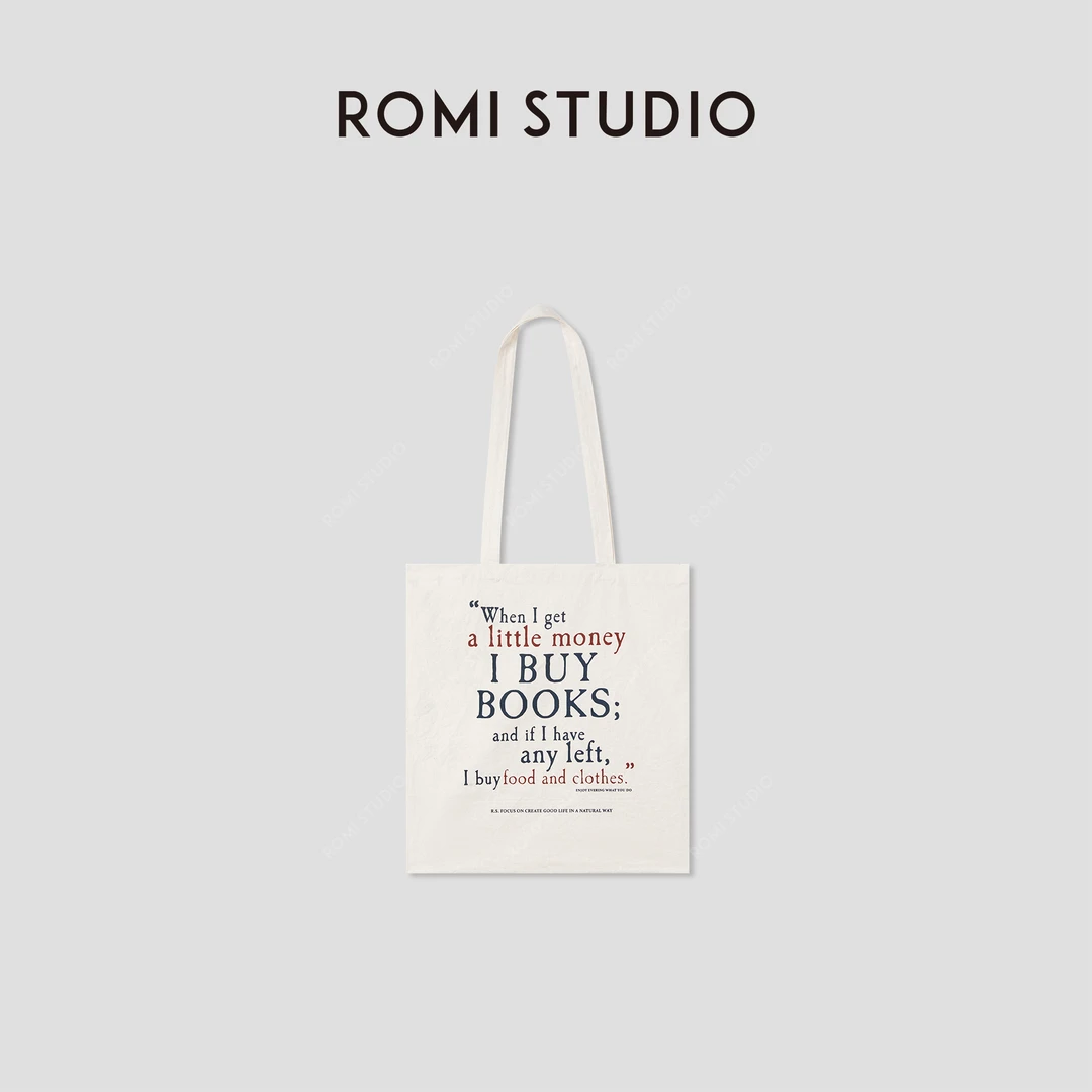 ROMI STUDIO 首饰袋 “简约生活”撞色印花大容量帆布包 RWCRPR4553