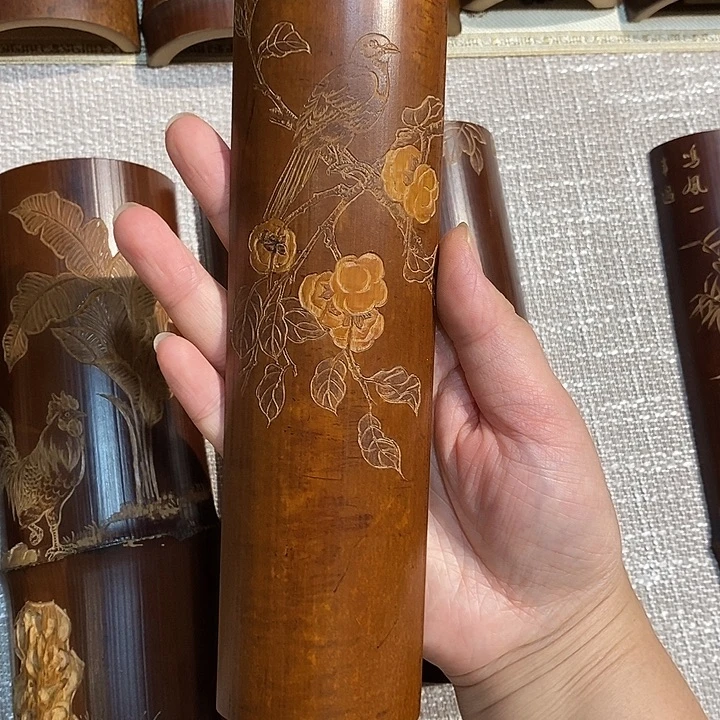 平***茶老煤竹手工雕刻精品茶则