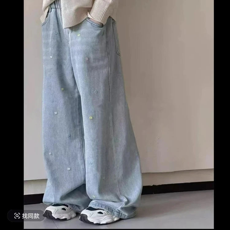 2025最新百搭宽松牛仔裤水洗春秋夏季秋季女童中腰牛仔裤