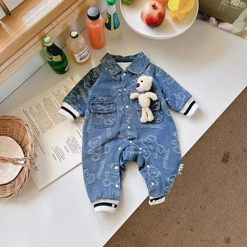 春秋单排扣通用休闲风哈衣爬服秋季洋气韩版秋装春季婴儿