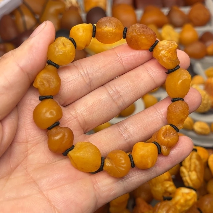 琥珀未镶嵌裸石天然蜜蜡手串