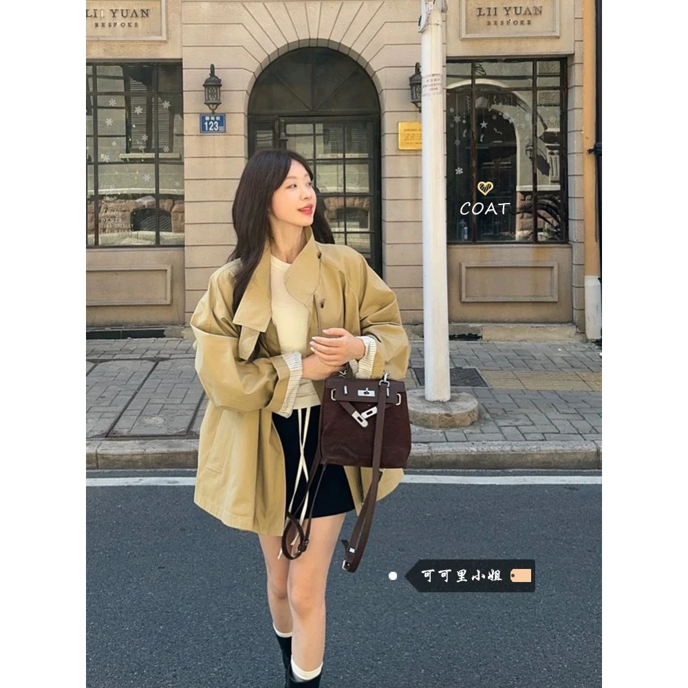 韩系斗篷短款风衣外套女小个子英伦风高级感气质ins