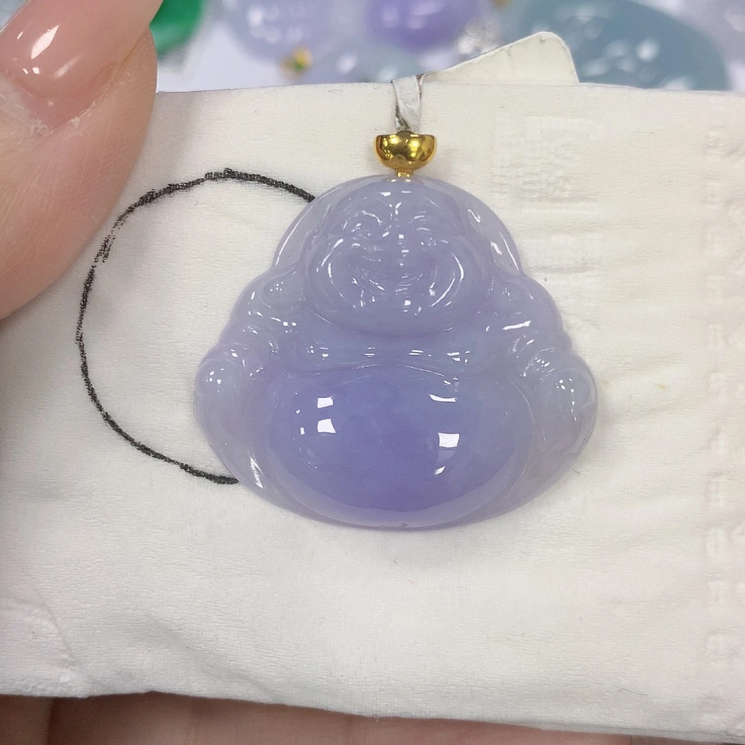 颈饰18K金镶嵌翡翠天然缅甸A货翡翠百元以上9米证书费自理