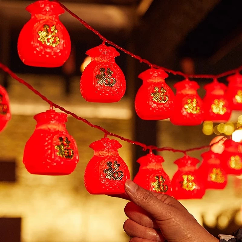 新年福袋福字过年气氛小彩灯串灯2025蛇年春节装饰品氛围布置挂饰