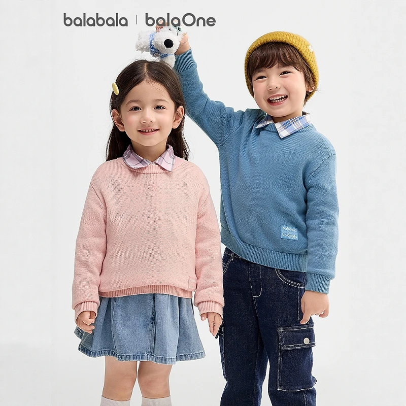 【balaOne】巴拉巴拉童装毛衫男女童2025冬毛衣打底衫保暖针织衫