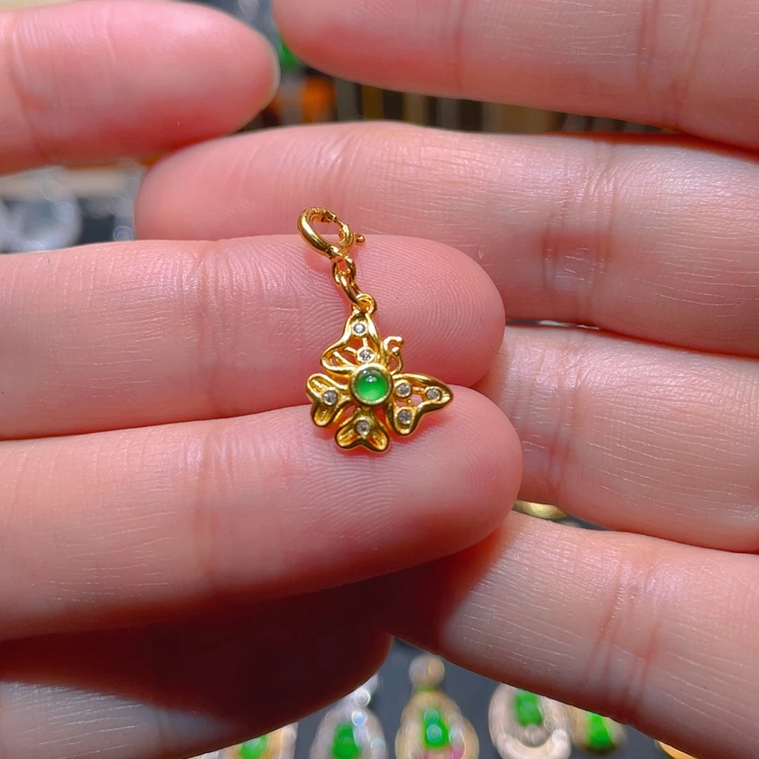 翡翠银S925镶嵌吊坠(不含链)