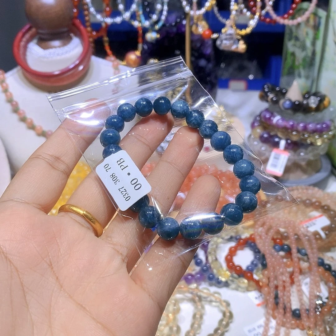 磷灰石未镶嵌手串蓝麟辉