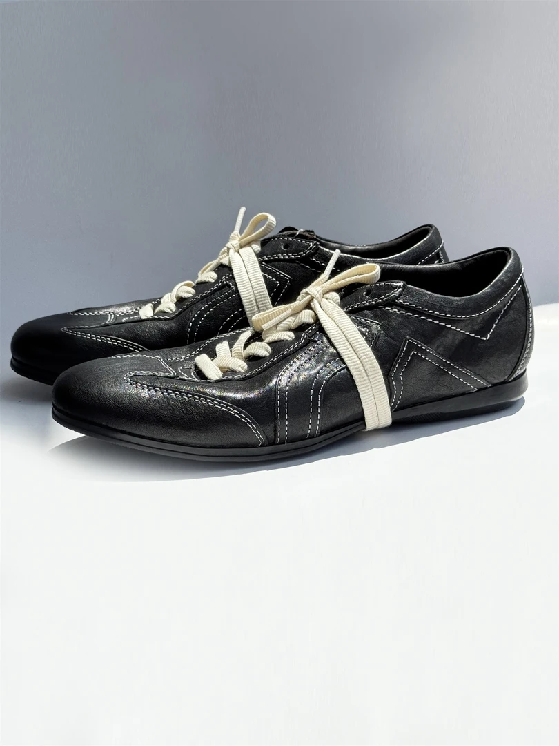 马皮德训男鞋初代版6100系带黑色拼色男款真皮百搭