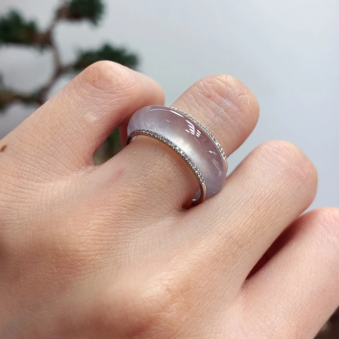 18K金镶嵌戒指翡翠10号一套