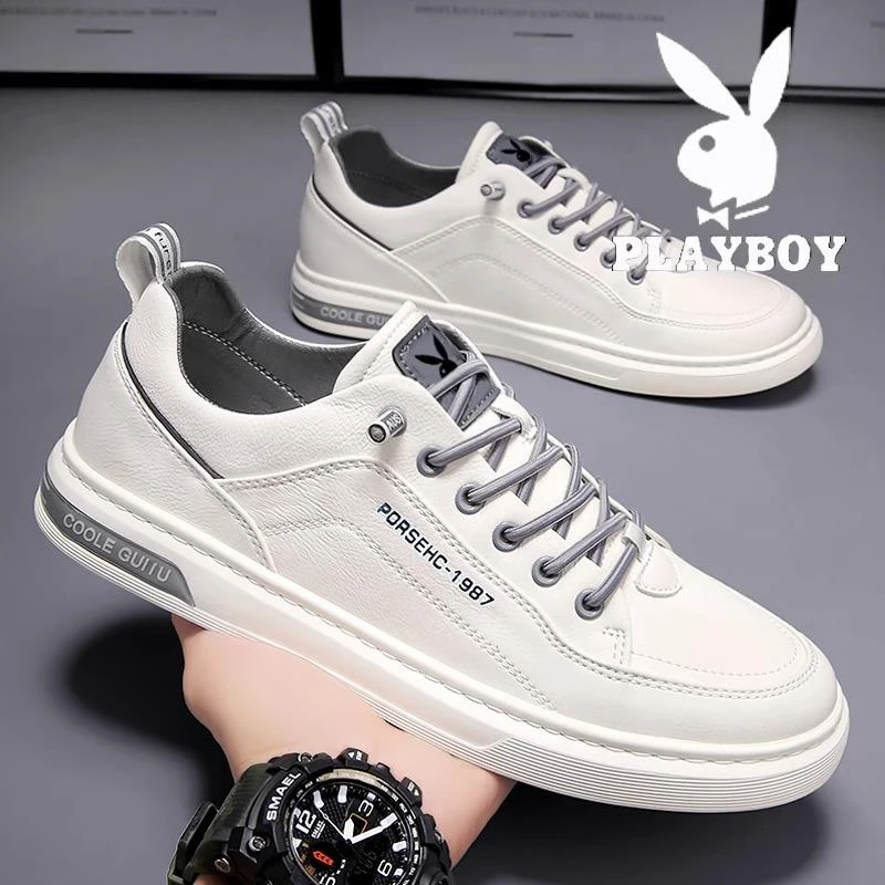 花花公子男鞋新款透气百搭休闲皮鞋男士男款30-40岁男士男款男鞋