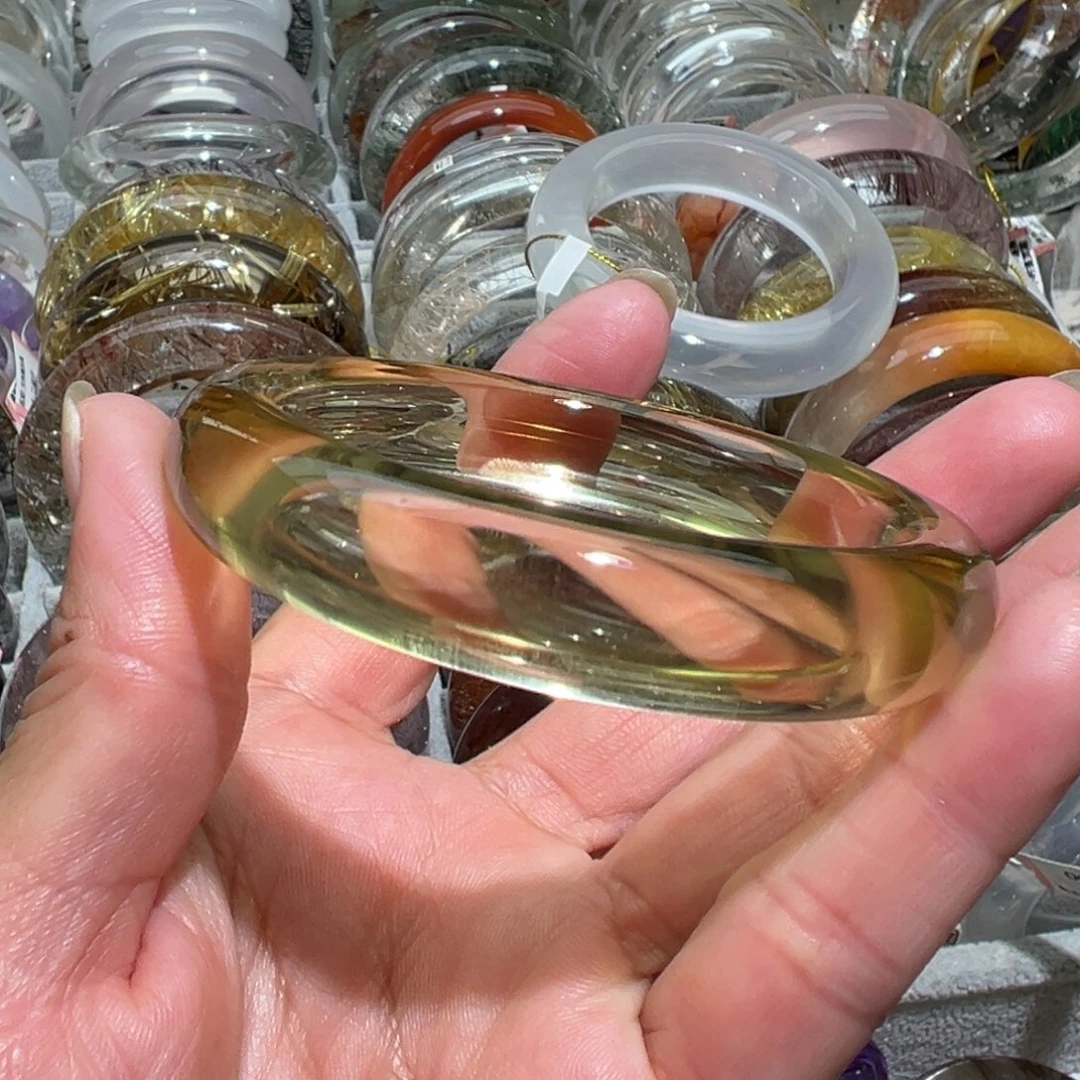 未镶嵌手镯水晶天然黄水晶手镯54口径