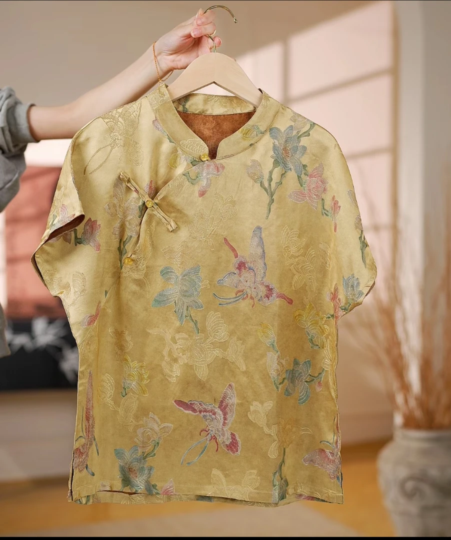 【金色化蝶】2025夏季新款新中式国风时尚百搭重磅上衣小衫649