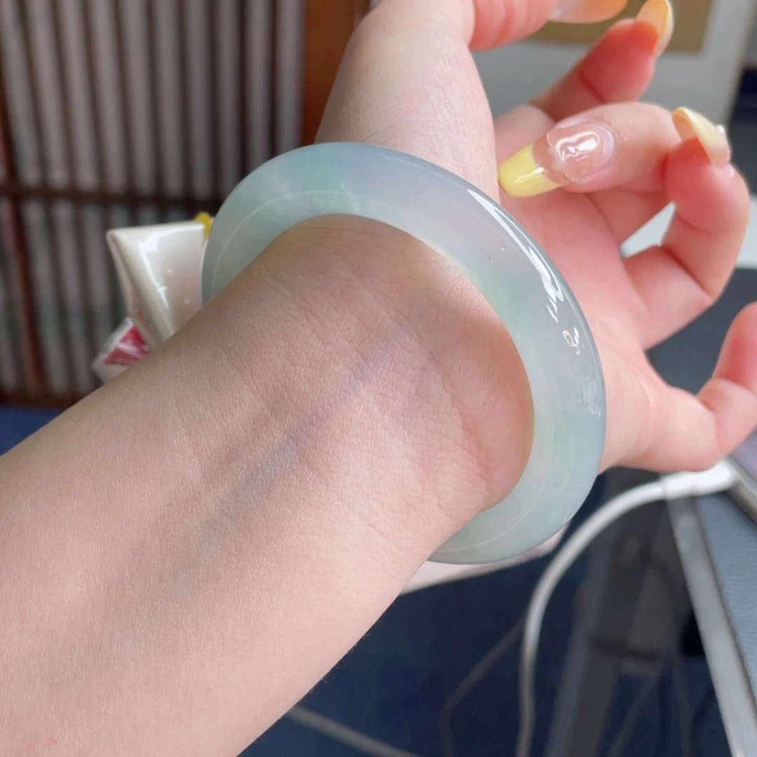 未镶嵌手镯翡翠54.2幻彩冰晴水 冰透起光 水光潋滟 28号