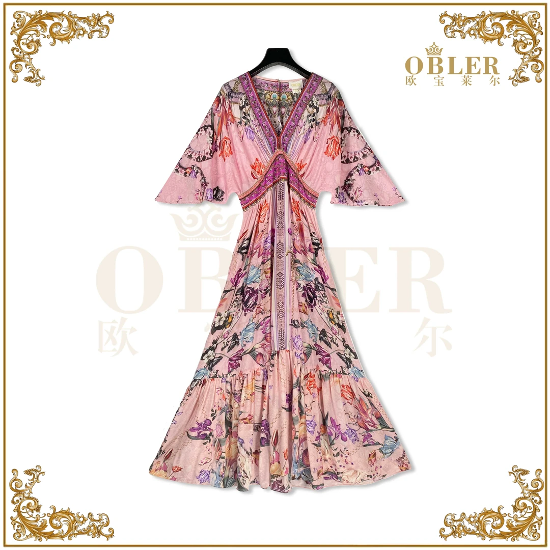 欧宝莱尔时尚气质真丝连衣裙305-24399