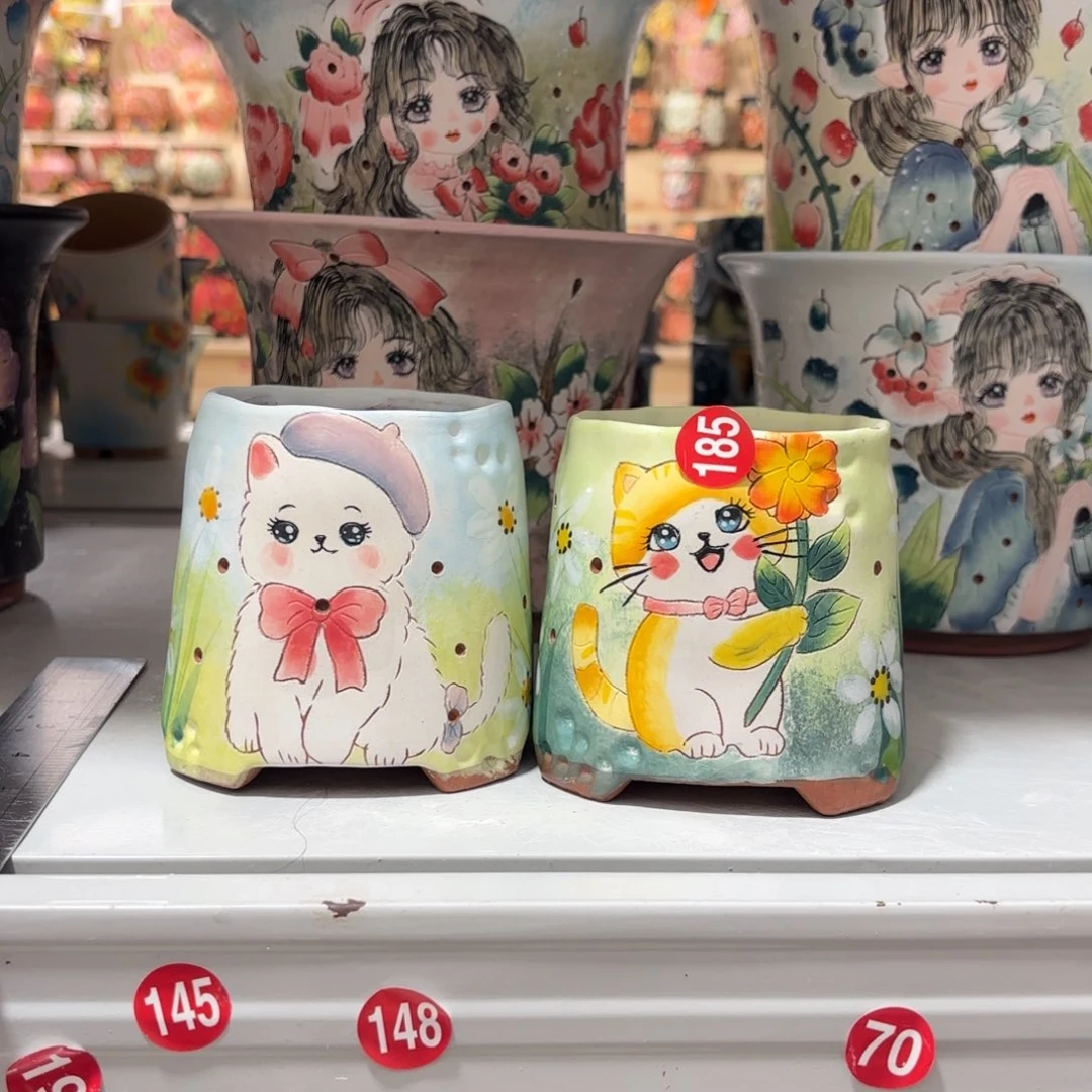 紫砂花盆景德镇手绘花盆陶瓷7/10