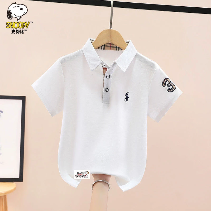 史努比男童短袖T恤夏装2025新款洋气中大童男孩休闲polo衫上衣潮8