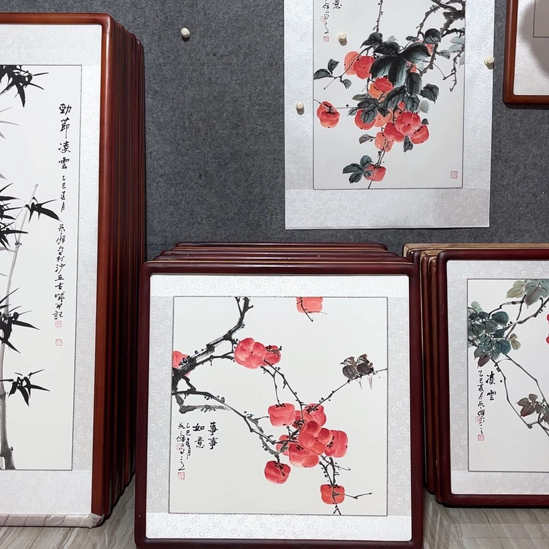 国画书画作品带框63×63