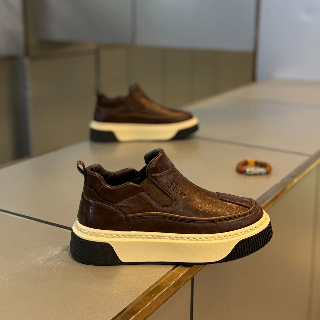 男鞋拼色复古棉鞋时尚休闲百搭潮款轻奢高级感男士鞋子加绒秋冬款