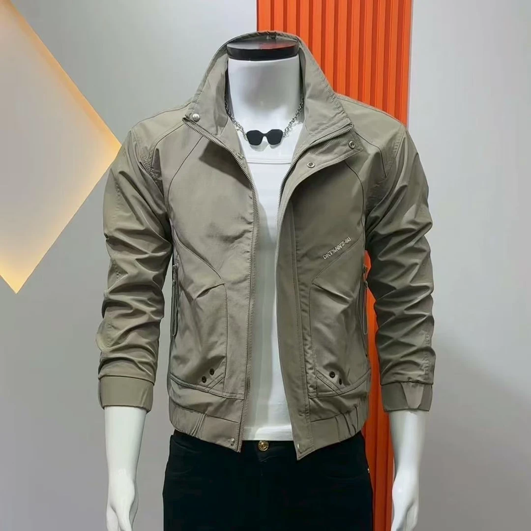 秋季男士新款夹克外套时尚潮流高级痞帅褂子工装修身立领休闲上衣