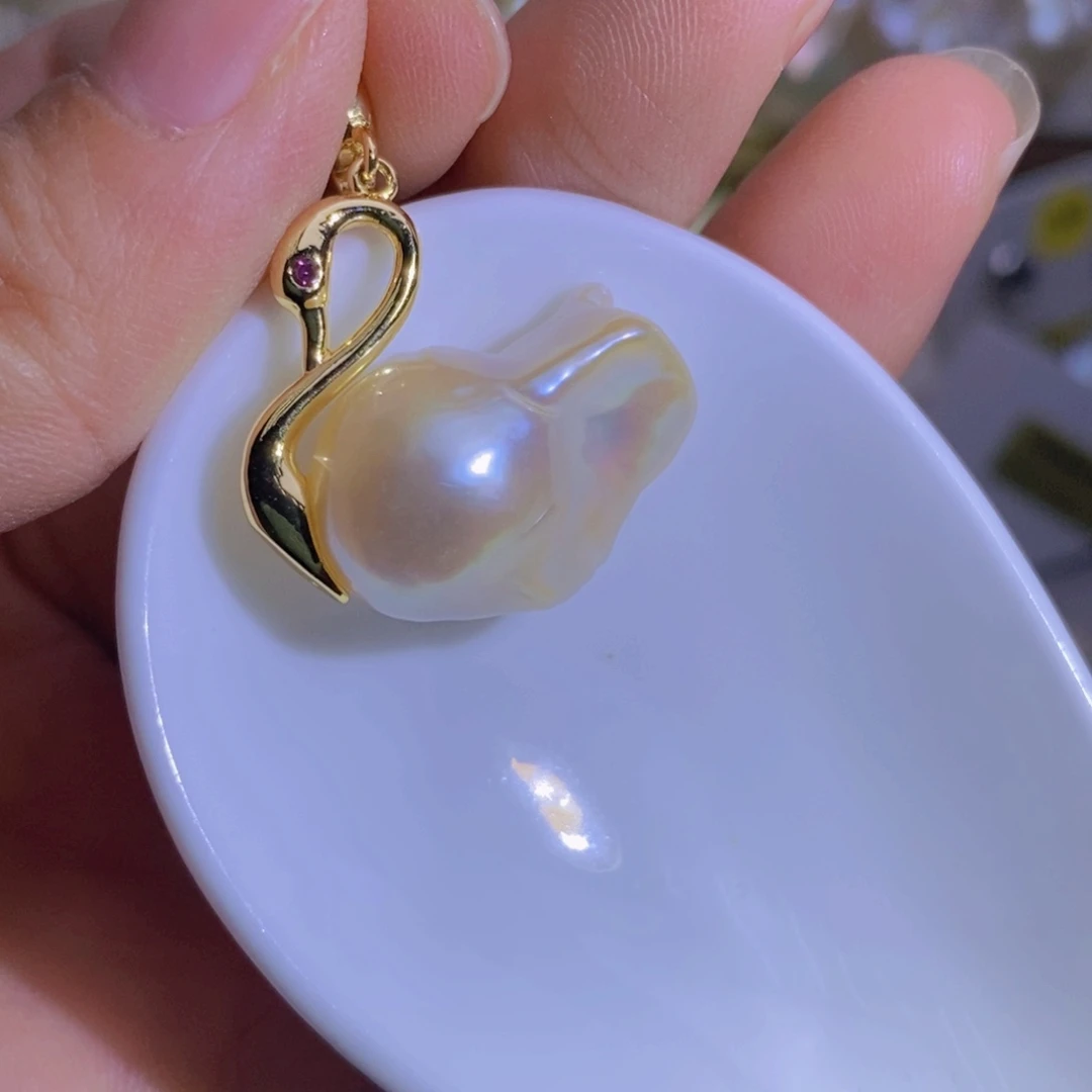 银S925镶嵌天然淡水珍珠淡水珍珠