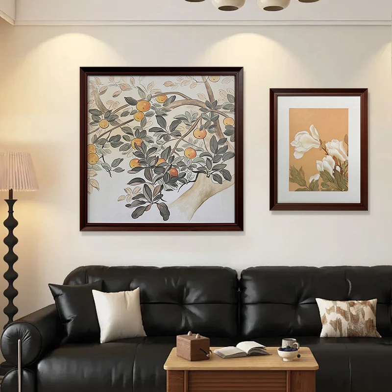 中古客厅组合油画法式餐厅两联装饰画高级感床头挂画过道艺术壁画