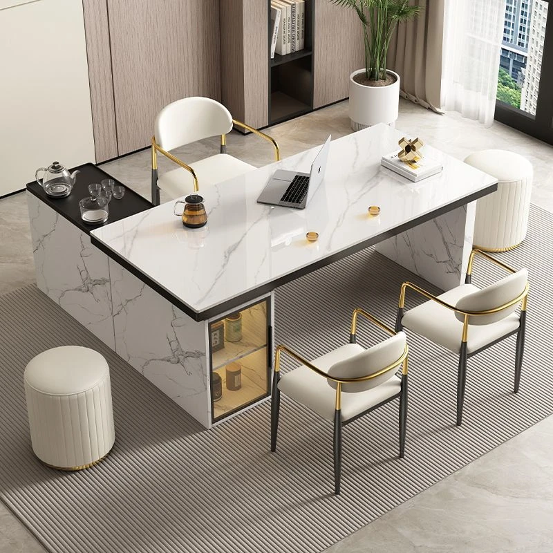 【高硬度设计】轻奢岩板茶桌椅组合家用办公两用桌现代简约茶桌一体