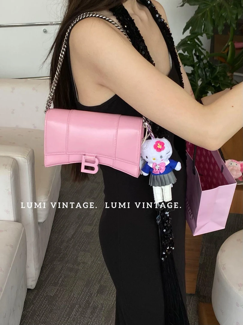 95新 Balenciaga/巴黎世家 粉色牛皮crush woc单肩包17141681