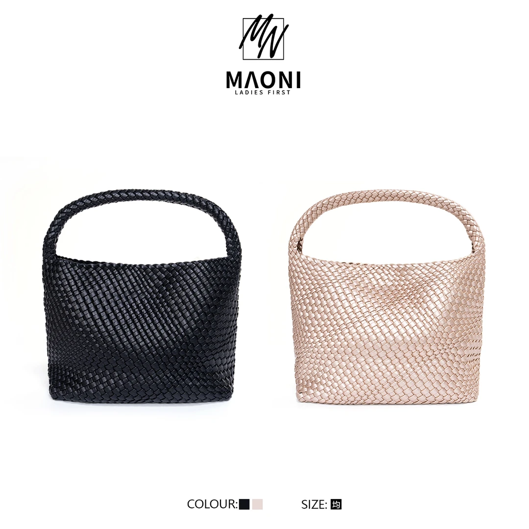 毛妮LADIESFIRST【编织罗兰】个性手提黑色百搭潮流包包DX9165